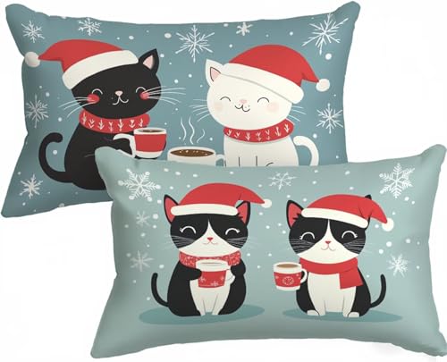 Kissenbezug 40 x 80 Schneeflocke Kissenbezug Herbst Kissen Katze Muster 2er Set, Samt Zierkissenbezüge Doppelseitig Drucken Unsichtbarem Reißverschluss für Deko Wohnzimmer Geschenke für Frauen X-667 Kissenbezug 40 x 80 Schneeflocke Kissenbezug Herbst Kissen Katze Muster 2er Set, Samt Zierkissenbezüge Doppelseitig Drucken Unsichtbarem Reißverschluss für Deko Wohnzimmer Geschenke für Frauen X-667 von Gnulguxo