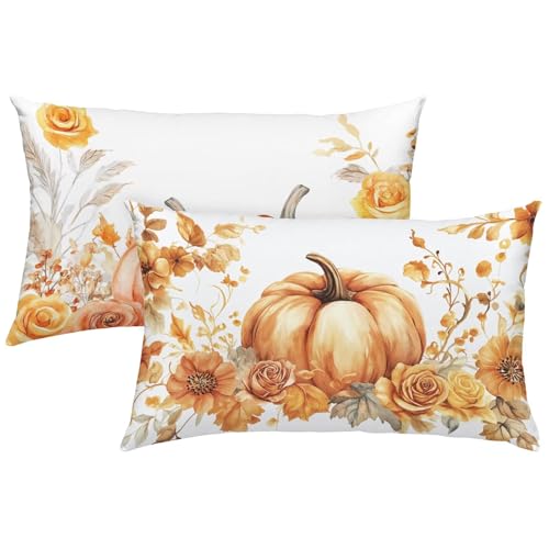 Kürbis Kissenbezug 70x90, Outdoor Kissen Einfachheit 2er Set Outdoor Kissenbezug, Doppelseitig Drucken Wetterfest Leinen Kissen mit Unsichtbarem Reißverschluss für Deko Wohnzimmer Modern Garten X-451 Kürbis Kissenbezug 70x90, Outdoor Kissen Einfachheit 2er Set Outdoor Kissenbezug, Doppelseitig Drucken Wetterfest Leinen Kissen mit Unsichtbarem Reißverschluss für Deko Wohnzimmer Modern Garten X-451 von Gnulguxo