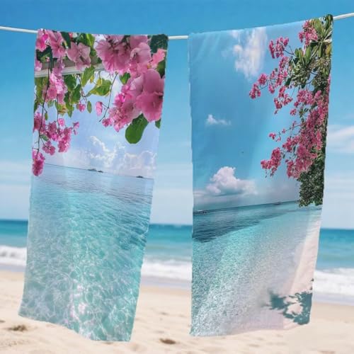 Mikrofaser Strandtuch 70x140cm, Blumen Strandtuch Meer Microfaser Handtücher Saunahandtuch Stranddecke Sandfrei Saugfähig Schnelltrocknendes Leichtes Sporthandtuch für Strand Reise 2er Set, Model193 von Gnulguxo