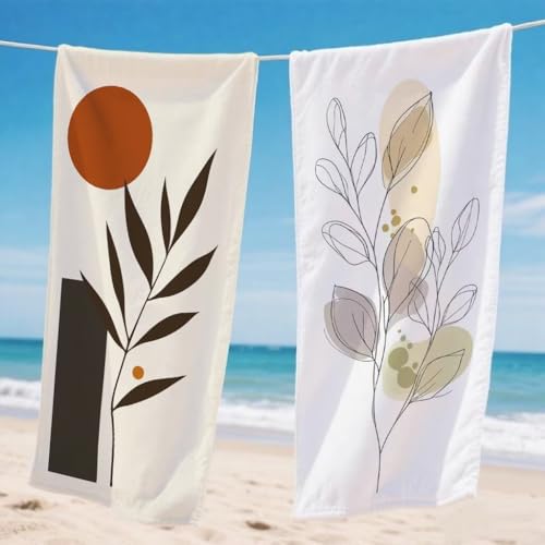Mikrofaser Strandtuch 85x170cm, Geometrie Strandtuch Einfach Microfaser Handtücher Saunahandtuch Stranddecke Sandfrei Saugfähig Schnelltrocknendes Sporthandtuch für Strand Pool Reise 2er Set, Model985 von Gnulguxo