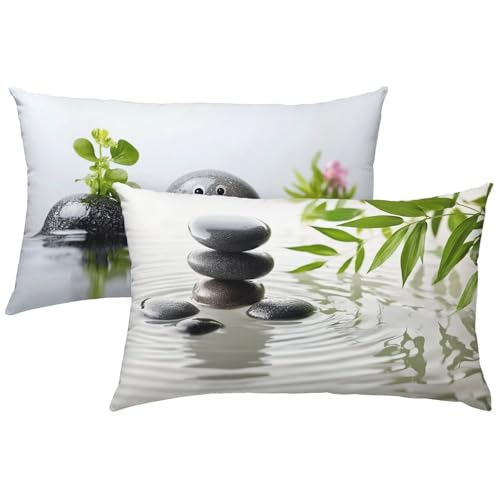 Modern Kissenbezug 30x50, Outdoor Kissen Einfachheit 2er Set Outdoor Kissenbezug, Doppelseitig Drucken Wetterfest Leinen Kissen mit Unsichtbarem Reißverschluss für Deko Wohnzimmer Modern Garten X-541 von Gnulguxo