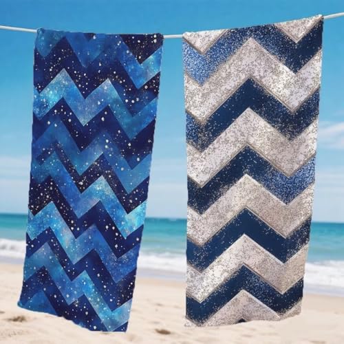 Strandtuch XXL 100x200cm 2er Set, Traum Strandtuch Mikrofaser Handtuch Streifen, Stranddecke Sandfrei Saugfähig Schnelltrocknendes strandhandtuch groß, Mit Schnapp Design für Pool Strand Yoga,Model188 von Gnulguxo