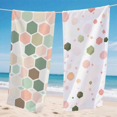 Strandtuch XXL 220x100cm 2er Set, Einfach Strandtuch Mikrofaser Handtuch Tupfen, Stranddecke Sandfrei Saugfähig Schnelltrocknendes strandhandtuch groß, Mit Schnapp Design für Pool Strand Yoga,Model986 von Gnulguxo