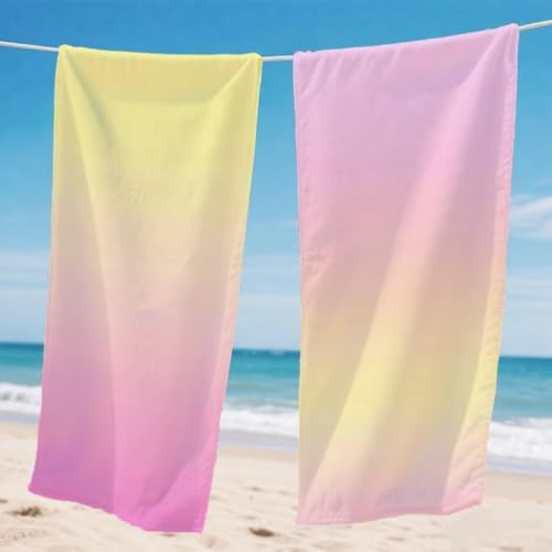 Strandtuch XXL 60x120cm 2er Set, Rosa Strandtuch Mikrofaser Handtuch Gradient, Stranddecke Sandfrei Saugfähig Schnelltrocknendes strandhandtuch, Mit Schnapp Design für Pool Strand Geschenke, Model998 von Gnulguxo