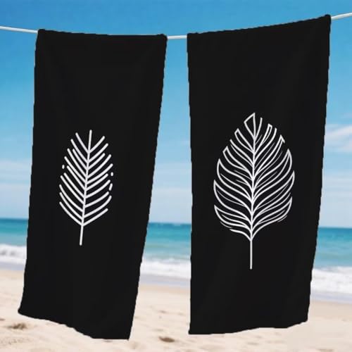 Strandtuch XXL 70x140cm 2er Set, Einfach Strandtuch Mikrofaser Handtuch Blätter, Stranddecke Sandfrei Saugfähig Schnelltrocknendes strandhandtuch groß, Mit Schnapp Design für Pool Strand Yoga,Model995 von Gnulguxo