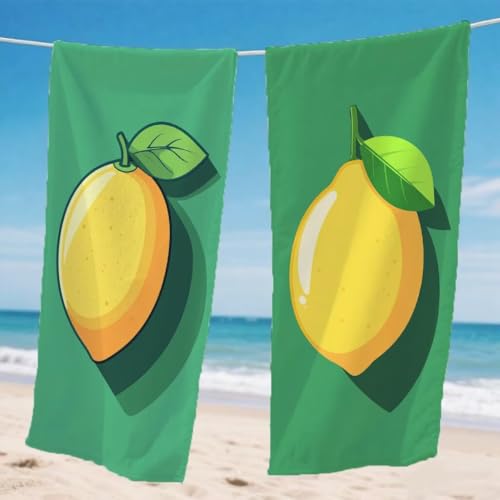 Strandtuch XXL 70x140cm 2er Set, Tropisch Strandtuch Mikrofaser Handtuch Obst, Stranddecke Sandfrei Saugfähig Schnelltrocknendes strandhandtuch, Mit Schnapp Design für Pool Strand Geschenke, Model980 von Gnulguxo