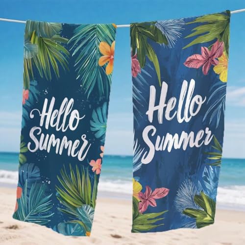 Strandtuch XXL 75x150cm 2er Set, Blau Strandtuch Mikrofaser Handtuch Brief, Stranddecke Sandfrei Saugfähig Schnelltrocknendes strandhandtuch Mit Schnapp Design für Pool Strand Yoga Geschenke, Model206 von Gnulguxo