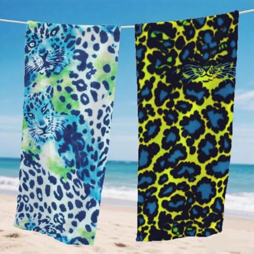 Strandtuch XXL 85x170cm 2er Set, Abstrakt Strandtuch Mikrofaser Handtuch Leopard, Stranddecke Sandfrei Saugfähig Schnelltrocknendes strandhandtuch groß, Mit Schnapp Design für Pool Strand, Model200 von Gnulguxo