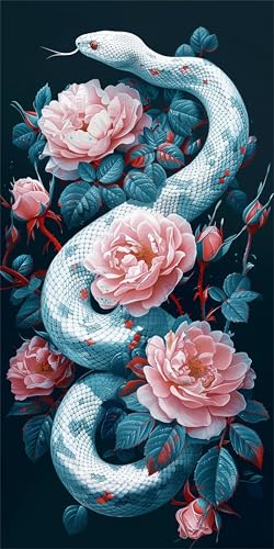 serpent Peinture par Numero Adulte, DlY Peinture Numero Enfant fleur, Loisirs Créatifs Adultes Paint by Numbers Kits avec 3 Pinceaux de Dessin de Pigment Acrylique, Decoration Murale 40x90cm H-872 von Gnulguxo