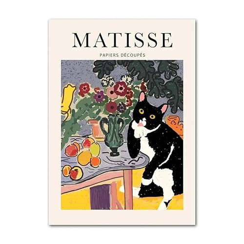 Gnvkd Ecbxz Matisse Poster Vintage Botanical und Katze Blume Leinwand Gemälde Henri Matisse Wandkunst Matisse-Drucke für Wohnkultur Bilder 40x60cmx1 Kein Rahmen von Gnvkd Ecbxz