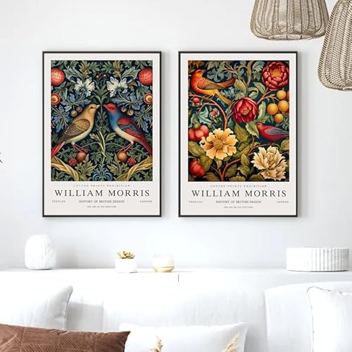 Gnvkd Ecbxz William Morris Poster Blume Vogel Leinwand Gemälde William Morris Wandkunst William Morris Drucke für Wohnzimmer Dekor Bild 50x70cmx2 Kein Rahmen von Gnvkd Ecbxz