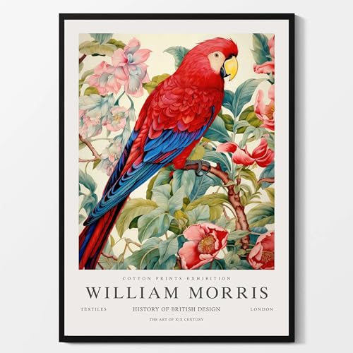Gnvkd Ecbxz William Morris Poster Papagei Blume Vogel Leinwand Gemälde Moderne Wandkunst William Morris Drucke für Wohnzimmer Dekor Bild 40x60cm Kein Rahmen von Gnvkd Ecbxz