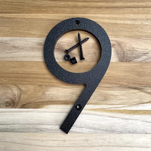 Moderne Hausnummern und Buchstaben aus Kunststoff, 12,7 cm, mit Beschlägen Schwarze und weiße Pfeile, Nord-Südost-West, Einheit A B, Nr. - Strich, 1/2 (9, schwarz) von Go Home Numbers