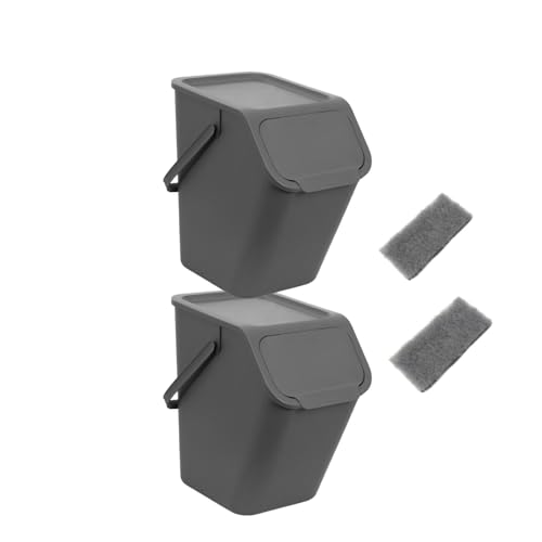 Go Practic 2-er Mülleimer-Set Küche Mülltrennsystem 2x Mülleimer 25l mit Deckel und 2-Pack Bioaktivkohlefilter Stapelbar CLICK-Funktion Go Practic 2-er Mülleimer-Set Küche Mülltrennsystem 2x Mülleimer 25l mit Deckel und 2-Pack Bioaktivkohlefilter Stapelbar CLICK-Funktion von Go Practic