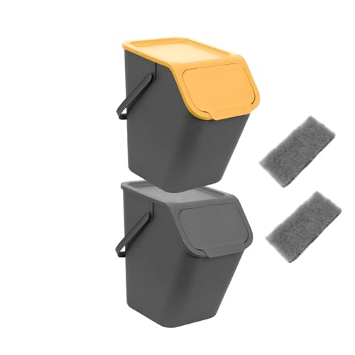 Go Practic 2-er Mülleimer-Set Küche Mülltrennsystem 2x Mülleimer 25l mit Deckel und 2-Pack Bioaktivkohlefilter Stapelbar CLICK-Funktion Go Practic 2-er Mülleimer-Set Küche Mülltrennsystem 2x Mülleimer 25l mit Deckel und 2-Pack Bioaktivkohlefilter Stapelbar CLICK-Funktion von Go Practic