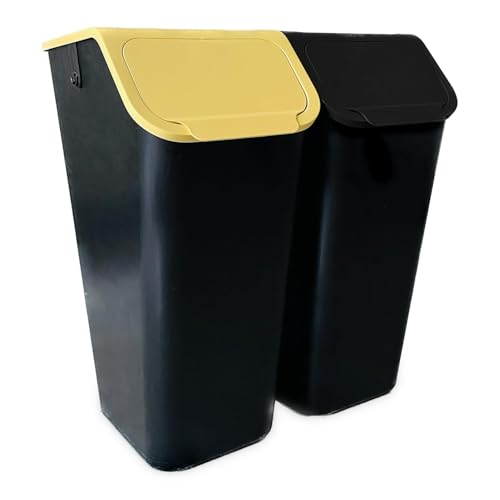Go Practic Mülleimer Set 2 Stück 35L Gelb und Schwarz mit Deckel Ohne Griff, Stapelbox Abfalltrennsystem zur Mülltrennung in der Küche, Abfallsystem mit Click-Funktion, Abfallbehälter zur Trennung Go Practic Mülleimer Set 2 Stück 35L Gelb und Schwarz mit Deckel Ohne Griff, Stapelbox Abfalltrennsystem zur Mülltrennung in der Küche, Abfallsystem mit Click-Funktion, Abfallbehälter zur Trennung von Go Practic