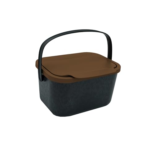 Go Practic Küchen Mülleimer 1x 4,5L Braun mit Deckel, Bio für Obst- und Gemüseabfälle, Mülltrennsystem für Recycling, Abfallbehälter zur Trennung, Click-Funktion, Abfallbehälter zur Mülltrennung von Go Practic