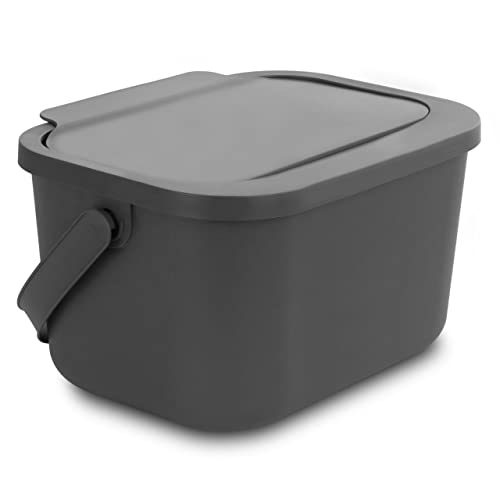 Go Practic Küchen Mülleimer 1x 4,5L Grau mit Deckel, Bio für Obst- und Gemüseabfälle, Mülltrennsystem für Recycling, Abfallbehälter zur Trennung, Click-Funktion, Abfallbehälter zur Mülltrennung von Go Practic