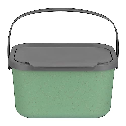 Go Practic Küchen Mülleimer 1x 4,5L Grün/Grau mit Deckel, Bio für Obst- und Gemüseabfälle, Mülltrennsystem für Recycling, Abfallbehälter zur Trennung, Click-Funktion, Abfallbehälter zur Mülltrennung von Go Practic