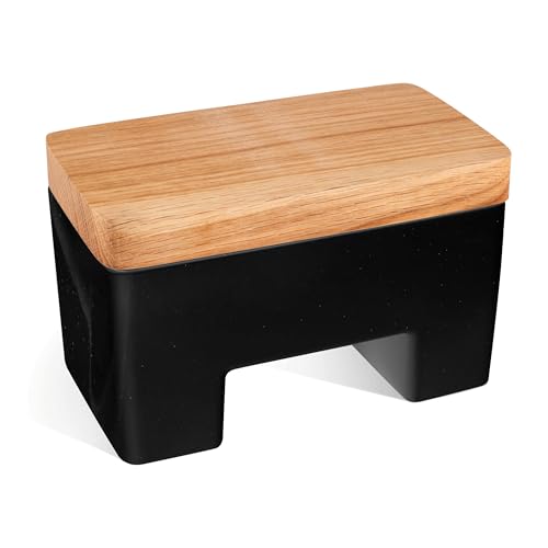 Go Practic Intelligente Butterdose 16,5 x 10 cm Schwarz, Butterbox Mit Deckel Ohne Kühlschrank Wasserkühlung Aufbewahrungsbox Buchenholz Kunststoff von Go Practic