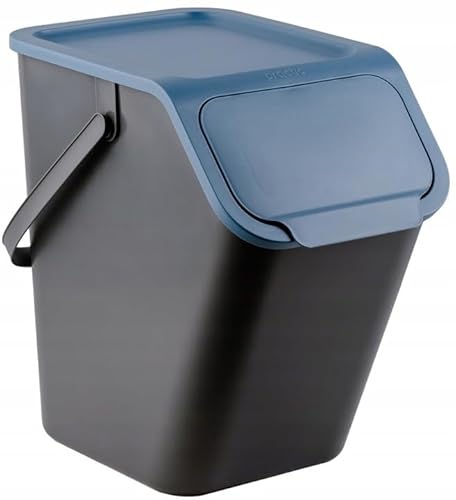 Go Practic Küchen Mülleimer 1x 25L Blau mit Deckel, Papierabfallbehälter, Mülltrennsystem für Recycling, Abfallbehälter zur Trennung, Click-Funktion, Abfallbehälter zur Mülltrennung von Go Practic