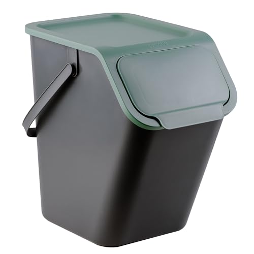 Go Practic Mülleimer Mit Deckel Küche 25 L Click-Function Abfalleimer Mülltrensystem Abfallbehälter Recycling Grün 1x25 l von Go Practic