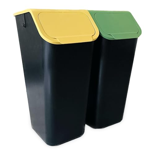 Go Practic Mülleimer Set 2 Stück 35L Gelb und Grün mit Deckel, Ohne Griff, Stapelbox Abfalltrennsystem zur Mülltrennung in der Küche, Abfallsystem mit Click-Funktion, Abfallbehälter zur Trennung Go Practic Mülleimer Set 2 Stück 35L Gelb und Grün mit Deckel, Ohne Griff, Stapelbox Abfalltrennsystem zur Mülltrennung in der Küche, Abfallsystem mit Click-Funktion, Abfallbehälter zur Trennung von Go Practic