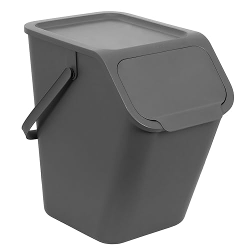 Go Practic Mülleimer Mit Deckel Küche 25 L Click-Function Abfalleimer Mülltrensystem Abfallbehälter Recycling Grau 1x25 l von Go Practic