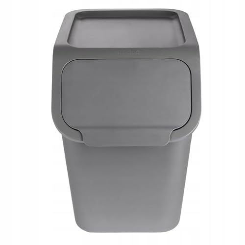 Go Practic Küchen Mülleimer 1x 25L Grau mit Deckel, Biomülleimer, Mülltrennsystem für Recycling, Abfallbehälter zur Trennung, Click-Funktion, Abfallbehälter zur Mülltrennung von Go Practic