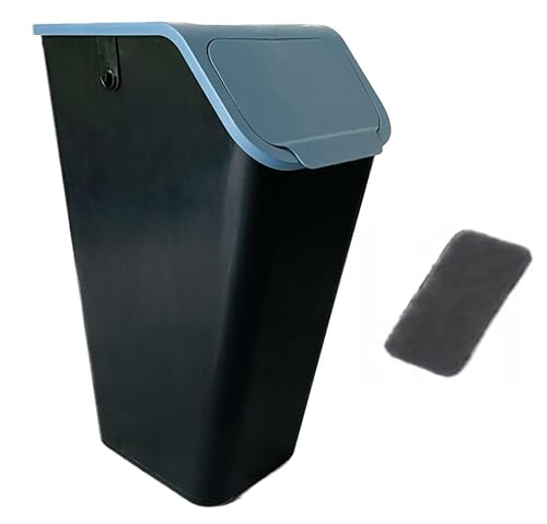Go Practic Mülleimer mit Kohlefilter 1x 35L Blau mit Deckel, Ohne Griff, Stapelbox Abfalltrennsystem zur Mülltrennung in der Küche, Abfallsystem mit Click-Funktion, Abfallbehälter zur Trennung von Go Practic