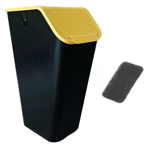 Go Practic Mülleimer mit Kohlefilter 1x 35L Gelb mit Deckel Ohne Griff, Stapelbox Abfalltrennsystem zur Mülltrennung in der Küche, Abfallsystem mit Click-Funktion, Abfallbehälter zur Trennung von Go Practic