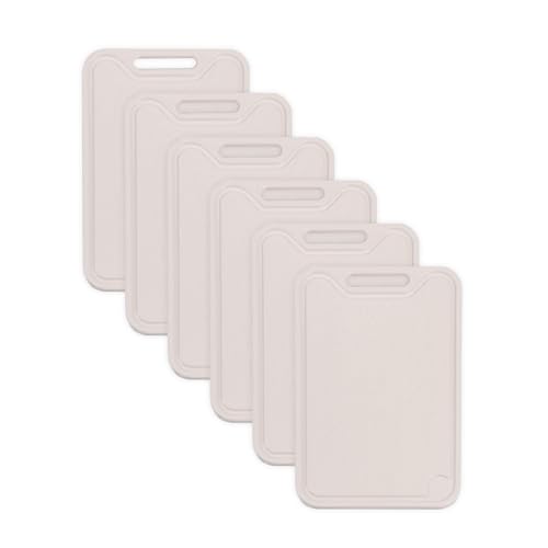 Go Practic Schneidebrett Kunststoff 6 Stück Schneidebretter Set Küchenbrett Spülmaschinenfest Rechteckig Polypropylen BPA Frei Sicher Beige von Go Practic