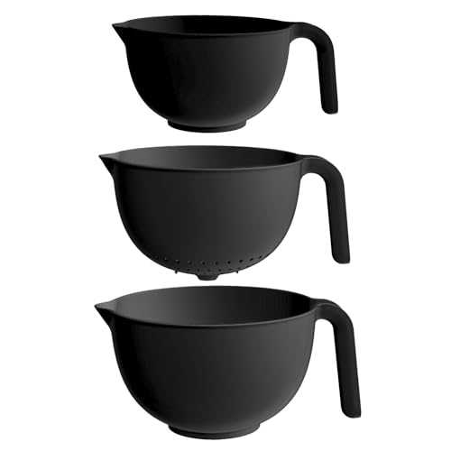 Go Practic Schüssel Set Mit Griff 3 Stück 2 Rührschüssel Salatschüssel 1 Abtropfsieb Nudelsieb BPA Frei Spülmaschinenfest 3,5 L 2 L 1,5 L von Go Practic