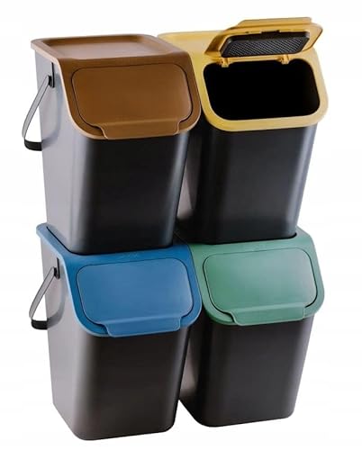 Go Practic Küchen Mülleimer Set 4 Stück 25L mit Deckel, Mülltrennsystem Abfallbehälter zur Trennung, Click-Funktion, Kunststoff, Recycling Müllbehälter Go Practic Küchen Mülleimer Set 4 Stück 25L mit Deckel, Mülltrennsystem Abfallbehälter zur Trennung, Click-Funktion, Kunststoff, Recycling Müllbehälter von Go Practic