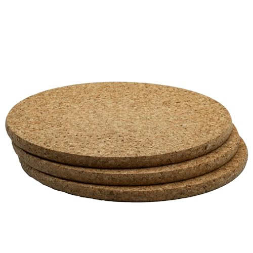 Go4Cork Runde Korkuntersetzer, Set - 195x10 mm (7,68" x 0,39"), 3er-Pack | Hitzebeständig, wiederverwendbar, leicht zu reinigen | Ideal für Küche und Esszimmer von Go4Cork Home