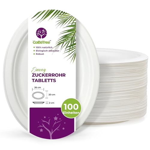 100 Ovale Zuckerstangen-Papier-Einwegschalen 26 x 20 cm. Biologisch abbaubares, extra starkes weißes Einweggeschirr. Party- und Frühstückstabletts 100 Ovale Zuckerstangen-Papier-Einwegschalen 26 x 20 cm. Biologisch abbaubares, extra starkes weißes Einweggeschirr. Party- und Frühstückstabletts von GoBeTree