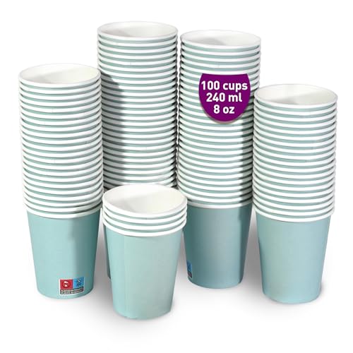 GoBeTree 100 blaue Pappbecher, 240 ml, langlebige Pappbecher, robuste Einwegbecher für Partys, Feiern und Veranstaltungen von GoBeTree