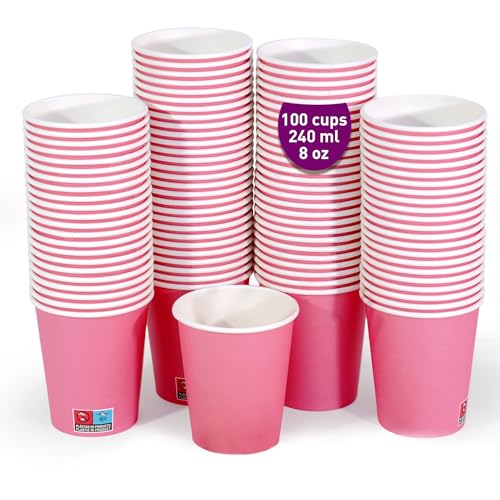 GoBeTree 100 rosa Pappbecher, 240 ml, aus langlebigem Pappe, robuste Einwegbecher für Partys, Feiern und Veranstaltungen von GoBeTree