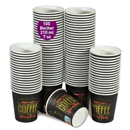 GoBeTree 100 Pappbecher 210 ml / 7 oz für Kaffee und Mehr, kaffeebecher pappe, kaffebecher, kaffeebecher einweg von GoBeTree