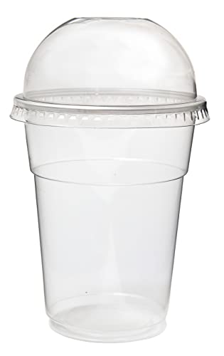 Smoothie-Becher: Packung mit 284 ml, 340 ml oder 450 ml, transparente Smoothie-Becher mit gewölbtem Deckel (284 ml), 20 Stück von GoCoPack