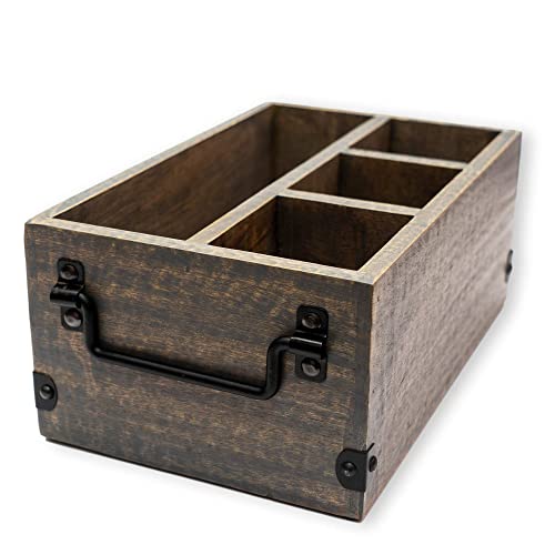 GoCraft Besteckkorb mit 4 Fächern, Besteck-Utensilienhalter, Besteck-Organizer mit Serviettenhalter für Küche, Esszimmer, Picknicks, grau gewaschenes Mangoholz mit Metallgriffen GoCraft Besteckkorb mit 4 Fächern, Besteck-Utensilienhalter, Besteck-Organizer mit Serviettenhalter für Küche, Esszimmer, Picknicks, grau gewaschenes Mangoholz mit Metallgriffen von GoCraft