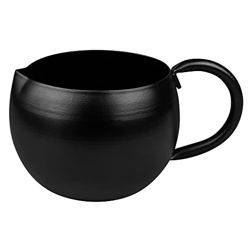 GoCraft Krug aus schwarzem Metall – kleiner Servierkrug aus Eisen mit Griff für Kaffeesahne, Milch, Sirup, Zucker oder Dressing – modernes Geschirr für Café, Restaurant oder Küchenarbeitsplatte von GoCraft