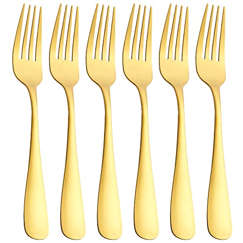 GoGeiLi Tafelgabel-Set, mattgold, 20,3 cm, Edelstahl, satiniertes Finish, Besteck, Tafelgabel-Set, 6 Stück, spülmaschinenfest GoGeiLi Tafelgabel-Set, mattgold, 20,3 cm, Edelstahl, satiniertes Finish, Besteck, Tafelgabel-Set, 6 Stück, spülmaschinenfest von GoGeiLi