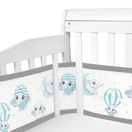 GoGou Bettumrandung Babybett, Baby Nestchen Bettumrandung, Babybett Umrandungen Anti-Airflow 3D-Mesh-Futter,Atmungsaktive Krippenumrandung für Kleinkinder von GoGou