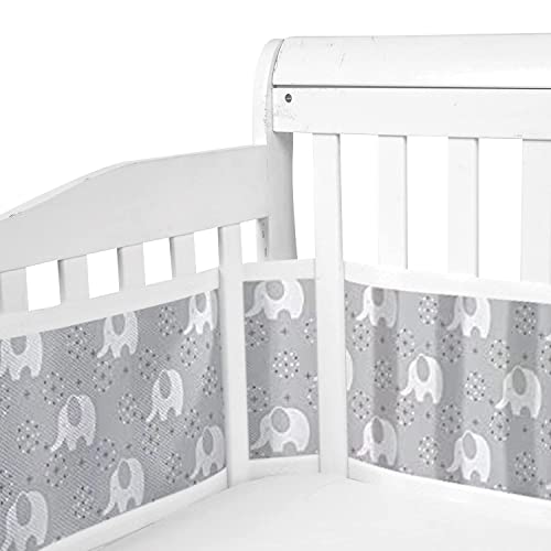 GoGou Bettumrandung Babybett,Baby Nestchen Bettumrandung,Babybett Umrandungen Anti-Airflow 3D-Mesh-Futter,Atmungsaktive Krippenumrandung für Kleinkinder,Elefant von GoGou