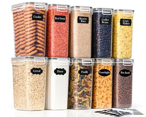 GoMaihe 10er Set 2L Vorratsdosen: Luftdichte Frischhaltedosen mit Deckel | Aufbewahrungsbox Küche für Müsli, Mehl, Nudeln und Zucker | BPA-FREI | Spülmaschinenfest | Inkl. Etiketten & Marker von GoMaihe
