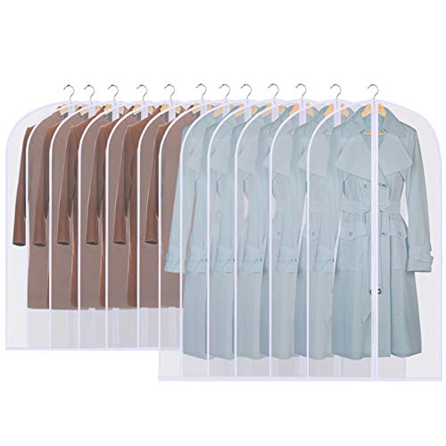 GoMaihe 12 Stück Kleidersack Anzug Lange, 60 x 120/100cm Rand Transparent Anzugtasche Kleidersäcke, Kleiderhülle Anzugsack Abendkleid Brautkleid Mäntel Hemden Mottenschutz Wasserdicht, MEHRWEG von GoMaihe