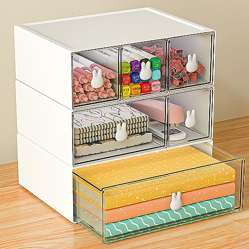 GoMaihe 3 Stücke Schubladenbox Schreibtisch Organizer Schubladen, Schubladenbox Stapelbare für Makeup/Schmuck/Bürobedarf/Stifte Organizer, Schlafzimmer Badezimmer Büro Ordnungssystem - Groß von GoMaihe