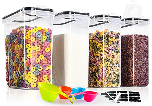 GoMaihe 4L Vorratsdosen 4 Set, Aufbewahrungsbox Küche Luftdicht Behälter aus Plastik Mit Deckel, Vorratsgläser zur Aufbewahrung von Nudeln, Müsli, Reis, Mehl, und für Futter Haustiere, MEHRWEG von GoMaihe