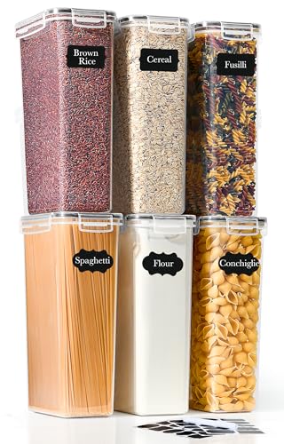 GoMaihe 6er Set 2,8L Vorratsdosen: Vorratsbehälter mit Deckel für Spaghetti Aufbewahrung | Luftdichte Aufbewahrungbox Küche von Müsli, Mehl, Nudeln und Zucker | BPA-FREI | Spülmaschinenfest von GoMaihe